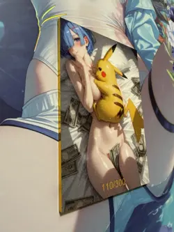 SERIALIZED 110/300 Rem Pokemon Card Spicy Waifu Double Sided Glitter Re: Zero - Image 2