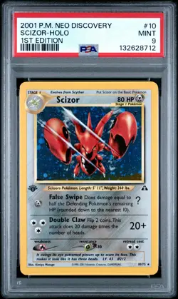 2001 POKEMON NEO DISCOVERY 1ST ED #10 SCIZOR-HOLO PSA 9 - Image 1