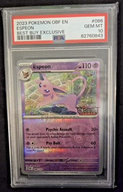 2023 POKEMON OBF EN-OBSIDIAN FLAMES BEST BUY EXCLUSIVE #086 ESPEON PSA 10 - Image 1