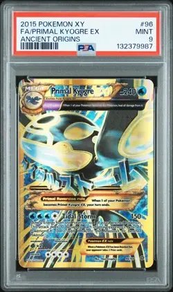 2015 POKEMON XY ANCIENT ORIGINS #96 FULL ART/PRIMAL KYOGRE EX PSA 9 - Image 1