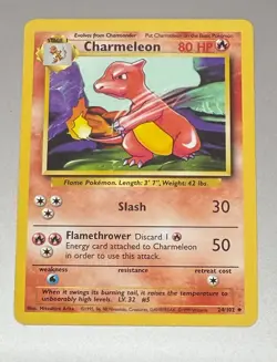 POKEMON TCG CHARMELEON 24/102 ORIGINAL BASE SET UNCOMMON EXCELLENT CONDITION - Image 1