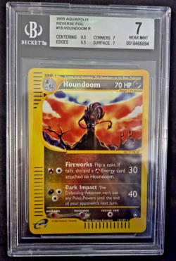2003 Pokemon Aquapolis Houndoom Reverse Foil #15 BGS 7 NM - Image 1