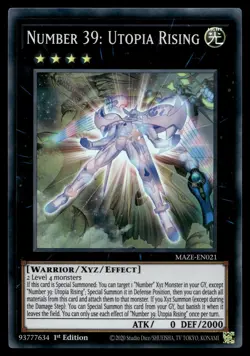 NUMBER 39: UTOPIA RISING MAZE-EN021 COLLECTOR'S RARE MAZE OF MEMORIES YU-GI-OH - Image 1