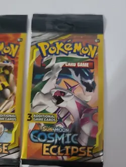 Pokemon Sun & Moon Cosmic Eclipse (4) 3-Card Booster Packs Art Set 2019 Sealed - Image 4