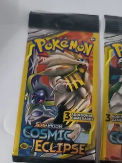 Pokemon Sun & Moon Cosmic Eclipse (4) 3-Card Booster Packs Art Set 2019 Sealed - Image 5