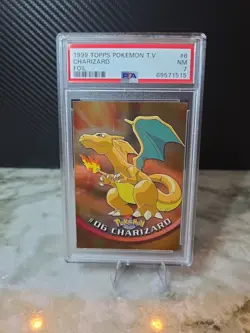 1999 Topps Pokemon TV Foil #6 Charizard Trading Card PSA 7 - Image 1