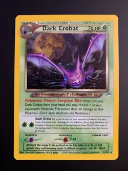 Pokemon Dark Crobat TCG Neo Destiny Holo Rare Card 2/105 LP - Image 1