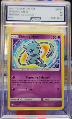 Pokemon 2017 Sun Moon Shining Legends Shining Mew Holo Card #40 AGS 9 Mint - Image 1