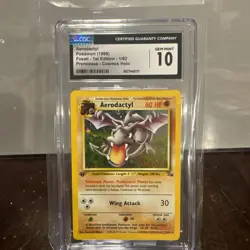 Pokemon Fossil 1st Edition Rare Holo Prerelease Aerodactyl Card 1/62 - Image 1