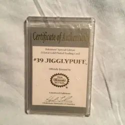 Pokemon #39 JIGGLYPUFF 23K Gold-Plated Trading Card LIMITED EDITION COA 1999 - Image 3