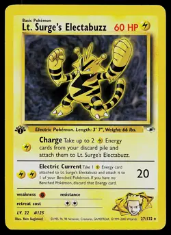 Pokemon Card - Lt. Surge's Electabuzz Gym Heroes 27/132 Rare 1st Edition - Image 1