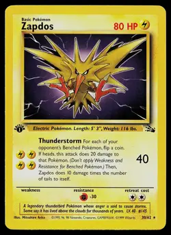 Pokemon Card - Zapdos Fossil 30/62 Rare 1st Edition - Image 1