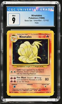 Pokemon TCG Ninetales 12/102 Base Set Holo Unlimited Holo Rare Graded CGC 9 Mint - Image 1