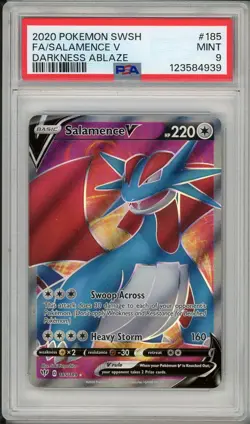 2020 Pokemon SWSH Darkness Ablaze Salamence V Full Art #185 PSA 9 - Image 1