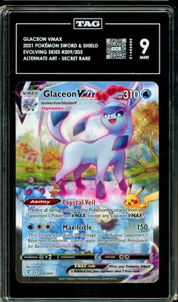 2021 POKEMON S&S EVOLVING SKIES 209/203 TAG 9 MINT ALTERNATE ART GLACEON VMAX - Image 1