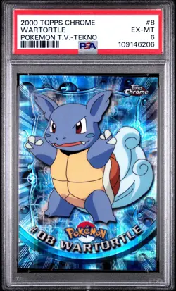 2000 TOPPS CHROME #8 WARTORTLE EX-MT POKEMON T.V. TEKNO PARALLEL - Image 1