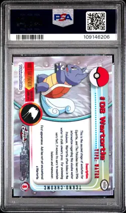 2000 TOPPS CHROME #8 WARTORTLE EX-MT POKEMON T.V. TEKNO PARALLEL - Image 2