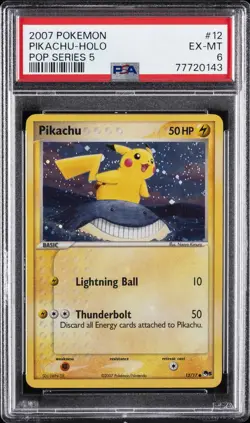 2007 POKEMON POP SER 5 #12 PIKACHU-HOLO PSA 6 - Image 1
