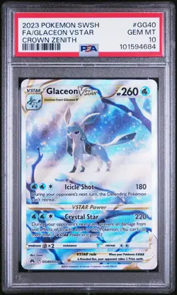 2023 POKEMON SWORD & SHIELD CROWN ZENITH #GG40 FULL ART/GLACEON VSTAR PSA 10 - Image 1