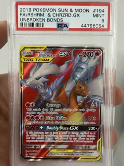 Pokemon "Reshiram & Charizard GX;" Full Art; 'Unbroken Bonds' 194/214 - PSA 9 - Image 1