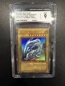 CGC 9 Yugioh! Blue-Eyes White Dragon SDK-001 1st Edition Ultra Rare - Image 1