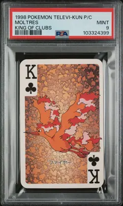 1998 Televi-kun Moltres Japanese Pokemon Playing Card King Of Clubs PSA 9 MINT - Image 1