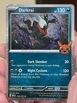 POKEMON DARKRAI 136/197 RARE COSMOS HOLO SWIRL TRICK OR TRADE PROMO NM CARD - Image 1