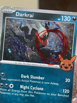 POKEMON DARKRAI 136/197 RARE COSMOS HOLO SWIRL TRICK OR TRADE PROMO NM CARD - Image 2