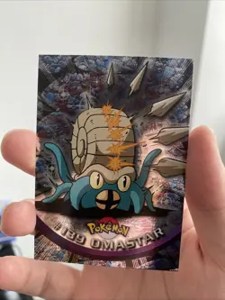 Omastar #139 Topps TV Animation Edition Silver Foil Blue Logo LP Pokemon Card - Image 1