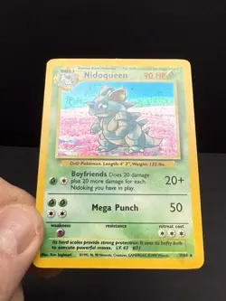 Pokemon TCG Jungle Nidoqueen No Symbol Holo Card 7/64 Played 1999 Vintage - Image 2