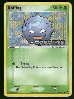 Pokemon Cards Koffing 62/107 Reverse Holo Deoxys Common LP - Image 1