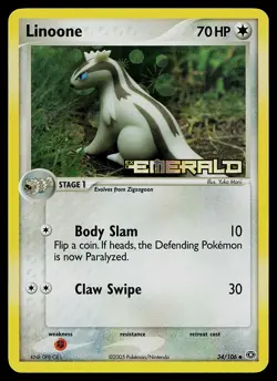 Pokemon Card - Linoone Emerald 34/106 Uncommon Reverse Holo Stamped - Image 1