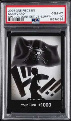 2025 ONE PIECE PROMOS SPECIAL DON!! SET VOL.1 -LUFFY- DON!! CARD PSA 10 - Image 1
