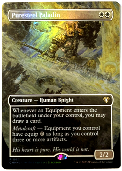 MTG Puresteel Paladin *BORDERLESS FOIL* Commander Masters 627 NM - Image 1