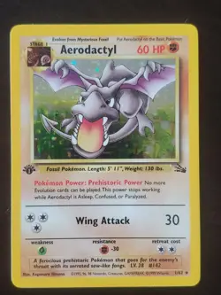 Pokemon Aerodactyl 1/62 Fossil 1st Edition Holo Rare - Image 1