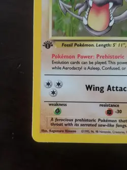 Pokemon Aerodactyl 1/62 Fossil 1st Edition Holo Rare - Image 5