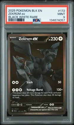 2025 POKEMON BLK EN-BLACK BOLT #172 ZEKROM EX PSA 9 - Image 1