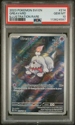 Greavard 214/198 PSA 10 Pokemon Scarlet & Violet Base 2023 Illustration Rare - Image 1