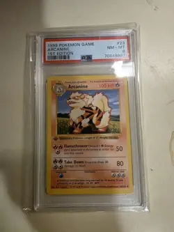 1999 Pokemon Game ARCANINE 1st Edition Shadowless English 23/102 PSA 8 NM - MINT - Image 1