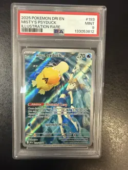 Pokemon 2025 Dri en Misty's Psyduck Illustration Rare PSA 9 - Image 1