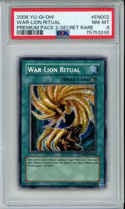 2008 YUGIOH PP02-EN002 WAR-LION RITUAL SECRET RARE PSA 8 NM #75753248 - Image 1