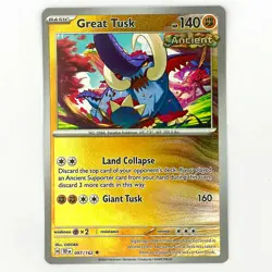 097/162 GREAT TUSK REVERSE HOLO TEMPORAL FORCES POKEMON CARD - Image 1