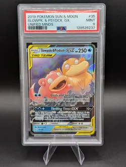 2019 Pokemon Unified Minds Card 35/236 Slowpoke Psyduck Tag Team GX PSA 9 - Image 1