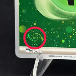 HD Grass Energy Cosmos Holo with Mew Tail Swirl SVE MEW 001 151 Pokemon Card - Image 1