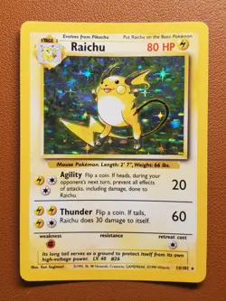 Raichu 14/102 Base Set Unlimited 1999 Holo WOTC Pokemon Card TCG - LP NM - Image 1