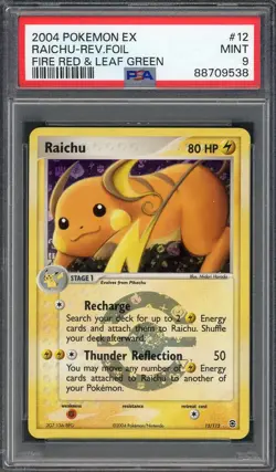 PSA 9 Raichu EX Fire Red & Leaf Green 12/112 Reverse Holo Pokemon Card B13 - Image 1