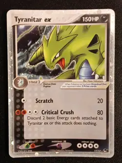 💎 🔥 TYRANITAR EX 17/17 POP SERIES 1 HOLO RARE SUPER RARE CARD NICE HOLO 💎 - Image 1