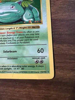 Pokemon TCG Venusaur Base Set Shadowless Holo Unlimited Rare Card 15/102 1999 - Image 4