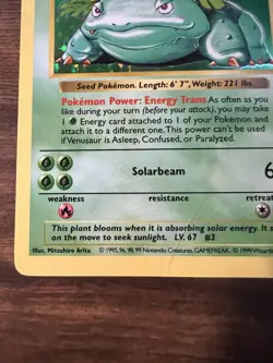 Pokemon TCG Venusaur Base Set Shadowless Holo Unlimited Rare Card 15/102 1999 - Image 5
