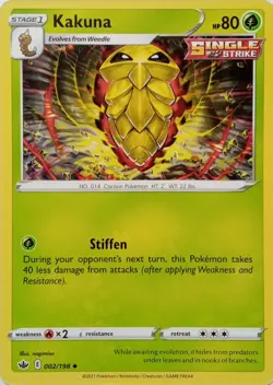 002/198 KAKUNA | UNCOMMON | CHILLING REIGN POKEMON CARD - Image 1